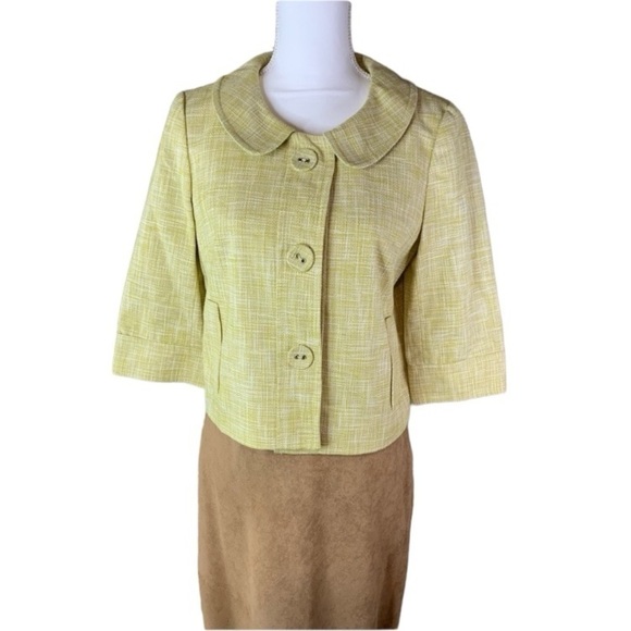 Ann Taylor Loft Women's 6 Yellow Tweed Retro-Style Blazer 3 Large Button EUC - Picture 1 of 11